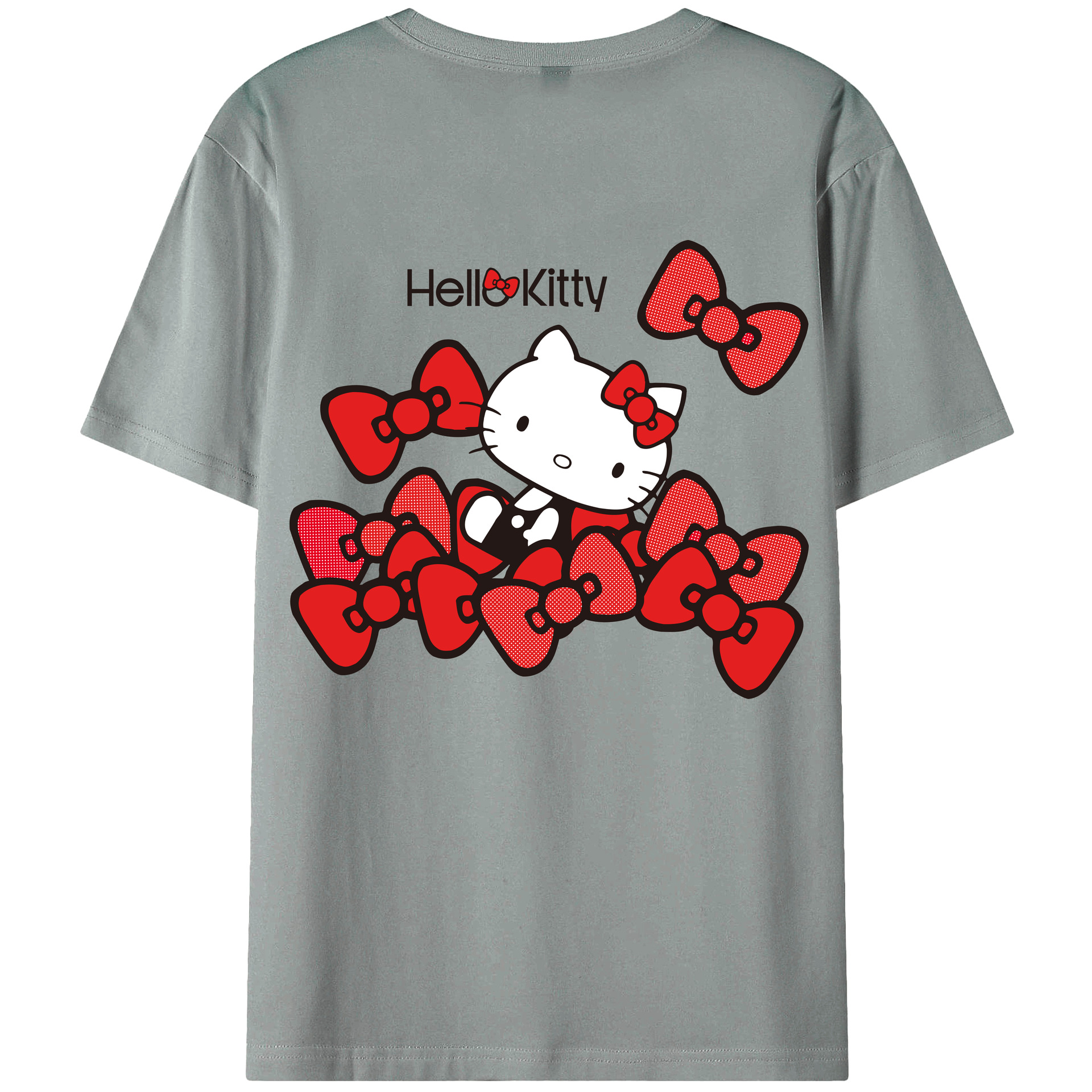 （画像用） Hello Kitty ハローキティ 綿100％ メンズ半袖Tシャツ（バックプリント） 通気性